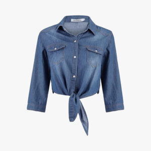Denim Jean Top Jacket Sleeve Crop Women